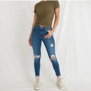 Like NEW!! 28 Marine Layer High Skinny Distressed Raw Hem Jeans